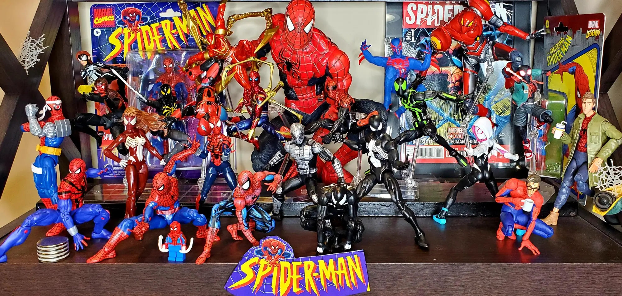 Collection of Spider-Man toys ready to be played with.