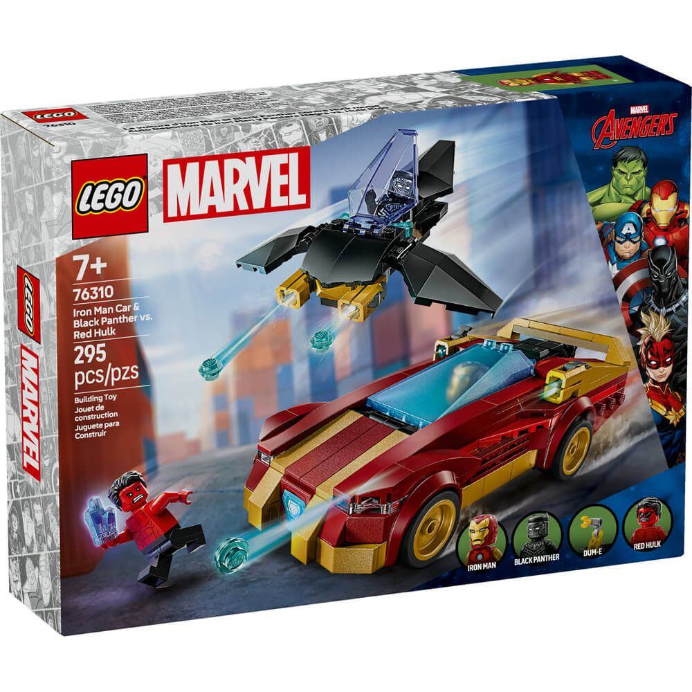 LEGO® Super Heroes Marvel Iron Man Car & Black Panther vs. Red Hulk Building Kit 76310