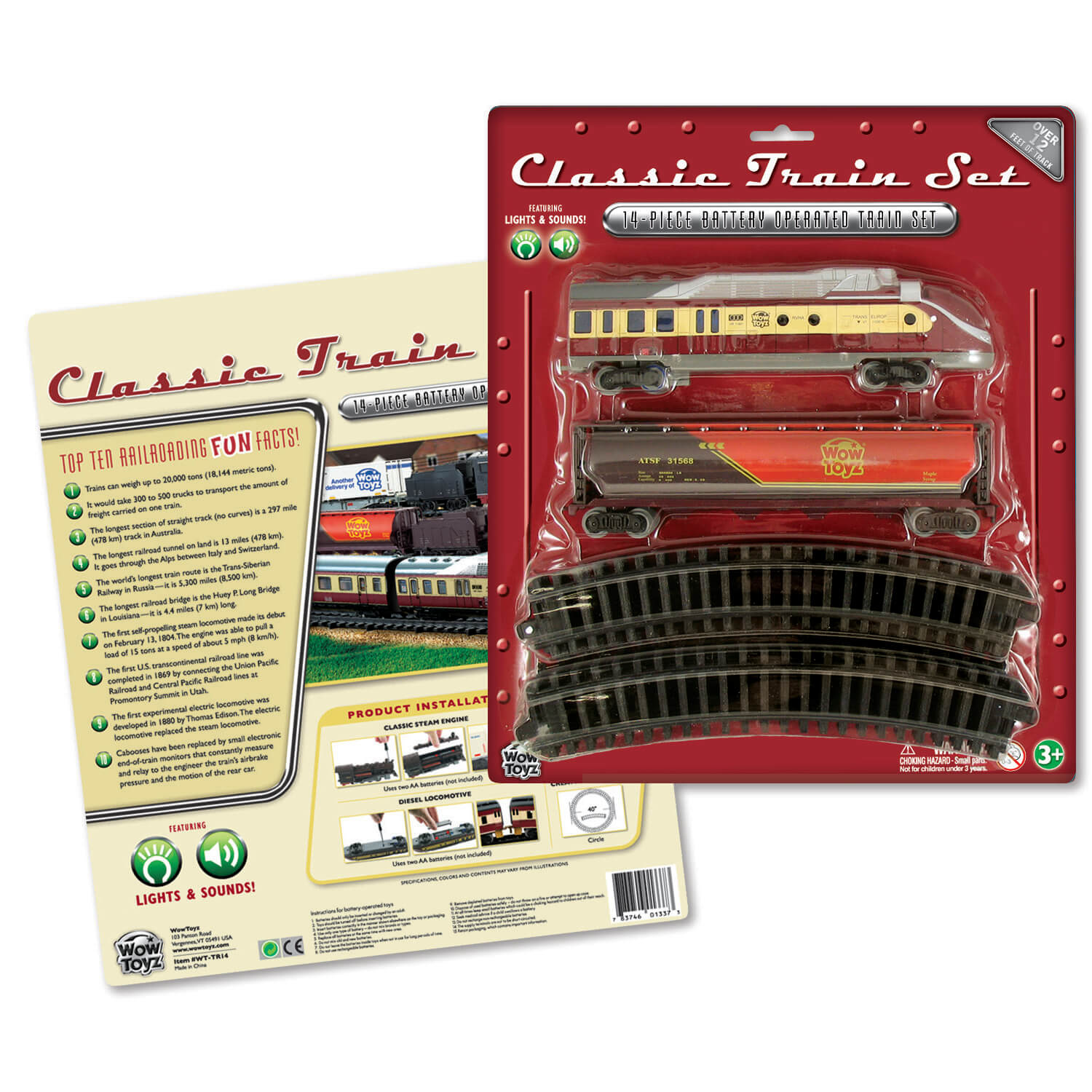 Classic 14-Piece Battery Operated Train and Tracks Set (Style May Vary)