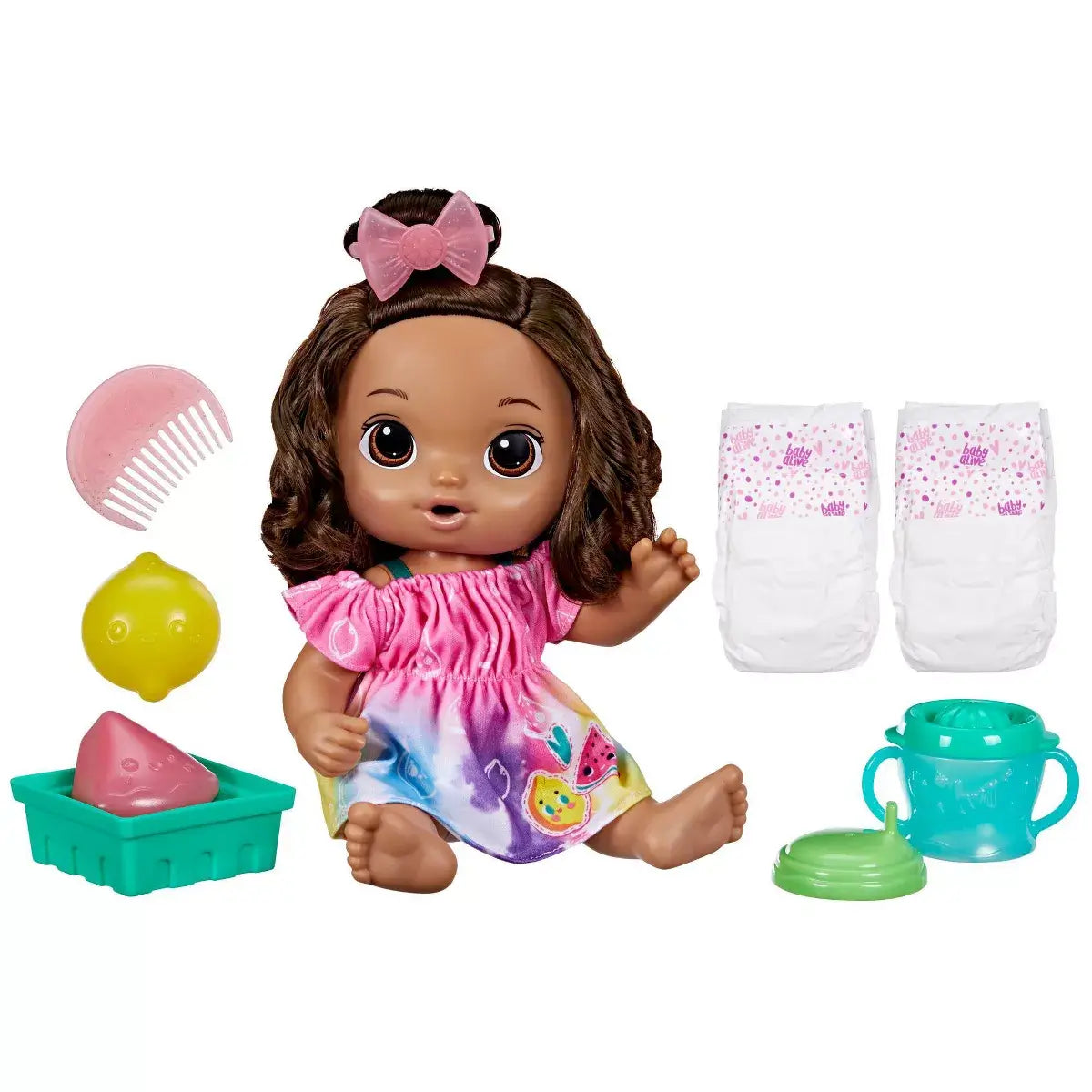 Baby Alive Fruity Sips Doll, Lemon, Pretend Juicer Baby Doll Set