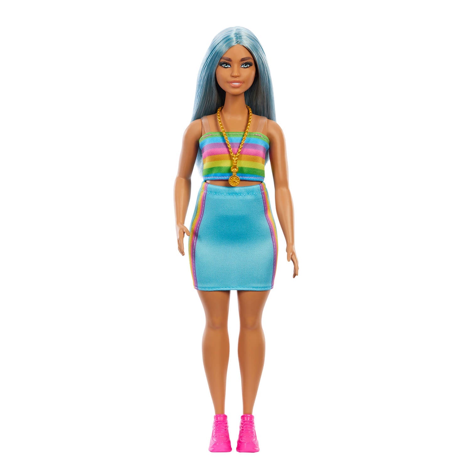 Barbie Fashionistas Doll with Blue Hair & Rainbow Top #218