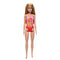 Beach Barbie Doll With Blond Hair Wearing Pink Palm Tree-Print Swimsuit