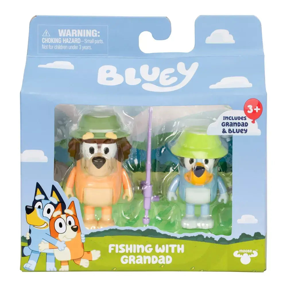 Bluey 2-Pack Figures Fishing With Grandad