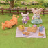 Calico Critters Sunny Picnic Set with Fennec Fox Sister & Baby set up with background for the picnic