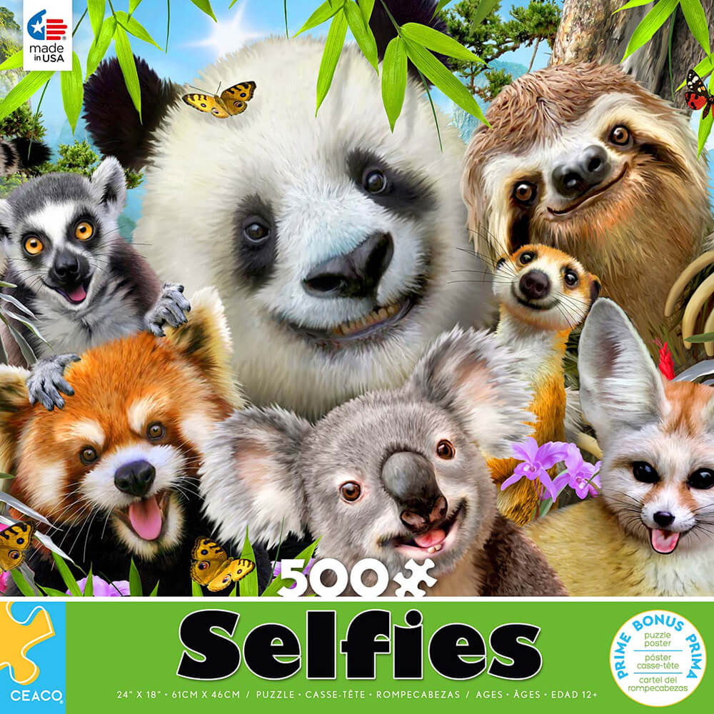 Ceaco Panda and Friends Selfies 500 Piece Jigsaw Puzzle