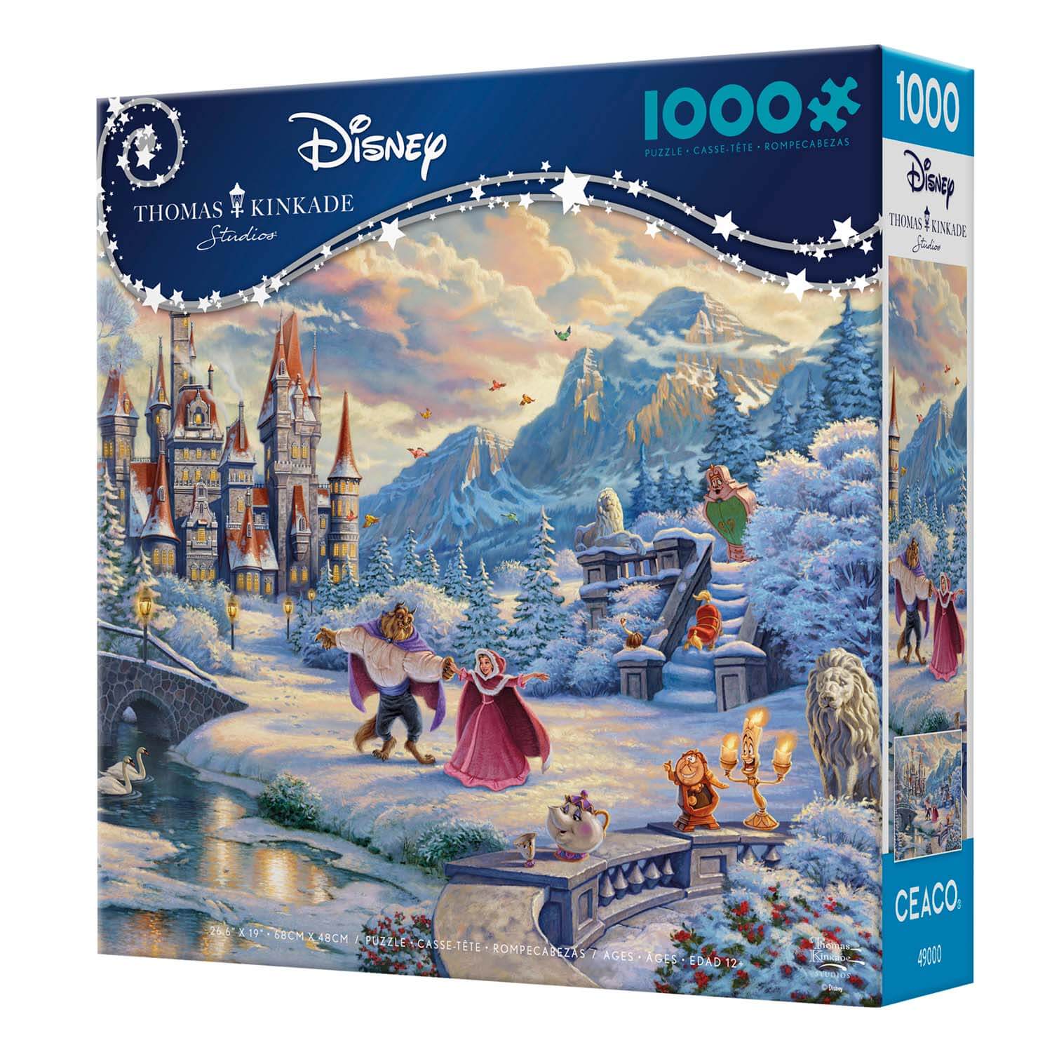 Ceaco Thomas Kinkade Disney's Beauty and the Beast Winter Enchantment 1000 Piece Jigsaw Puzzle