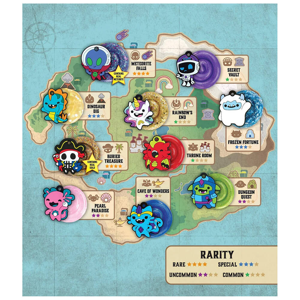 The rarity chart of each of the Crazy Aaron's Mini Lost Treasure Guardians 2