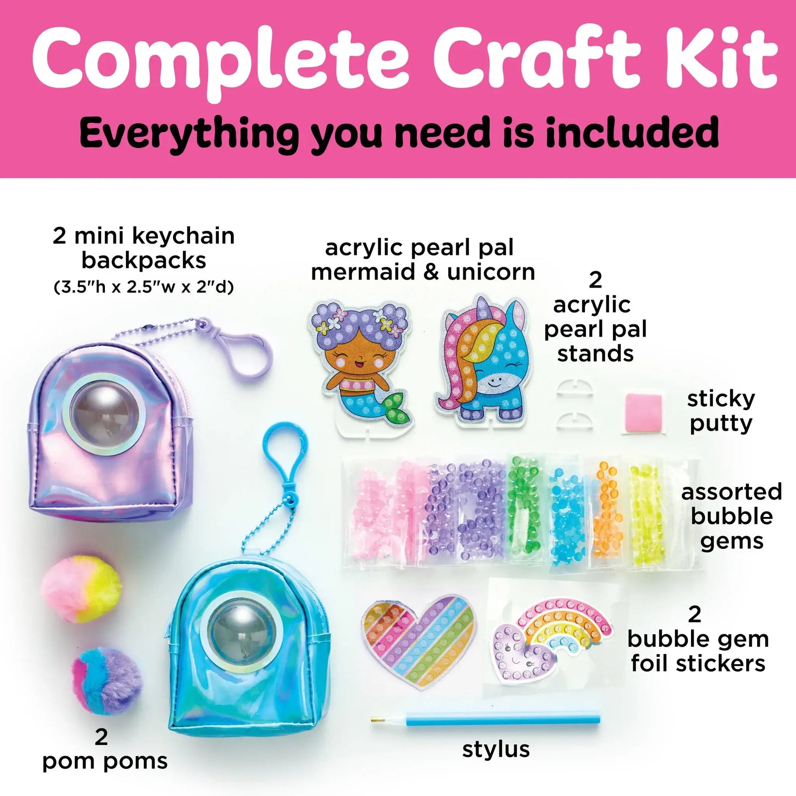 Creativity for Kids Bubble Gems Backpack Key Chains Kit