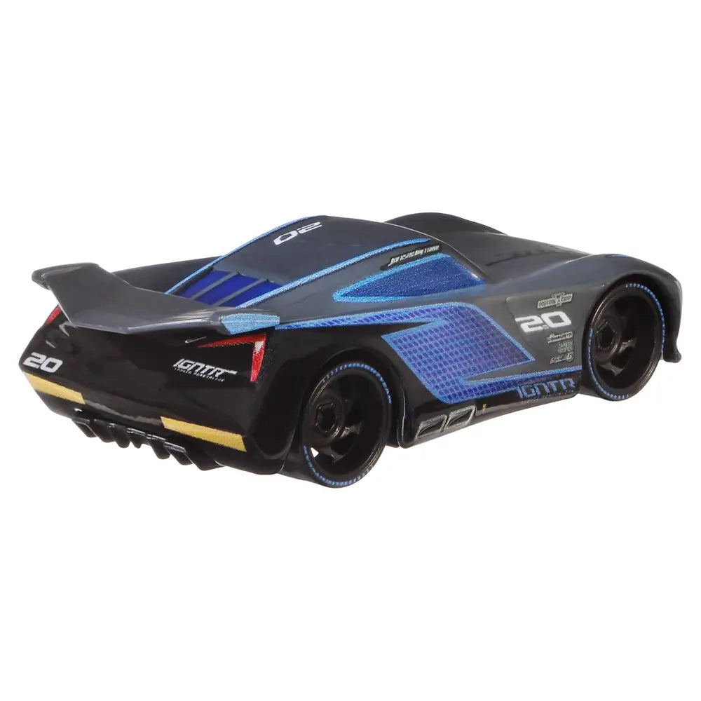 Rear view of the Disney and Pixar Cars Jackson Storm Vehicle