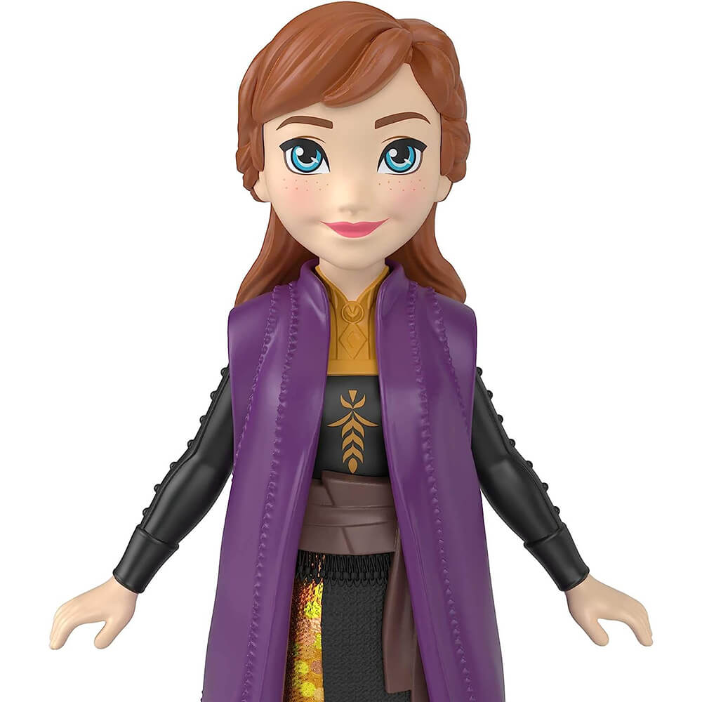 Close up on the Disney Frozen 2 Anna Small Doll face