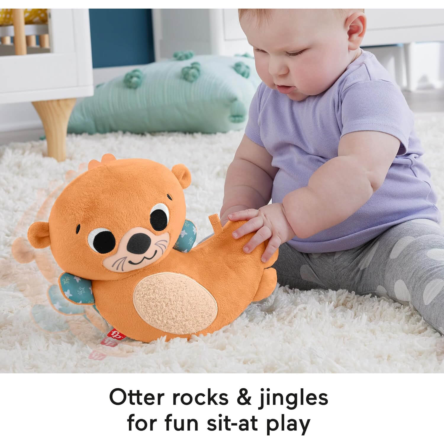 Fisher-Price 2-In-1 Rockin’ Tummy Time Otter Plush sit and play