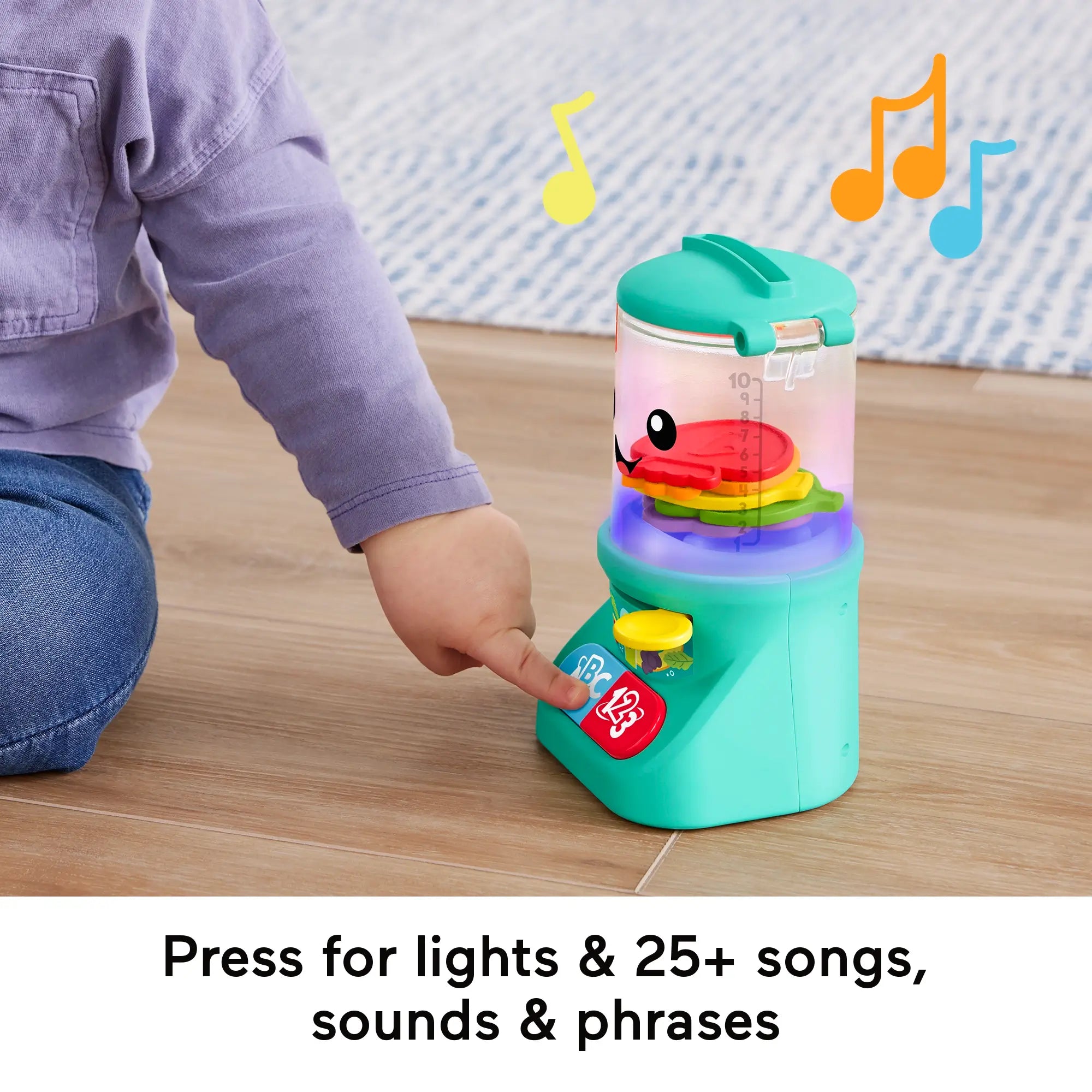 Press for lights and 25 plus songs, sounds and phrases.