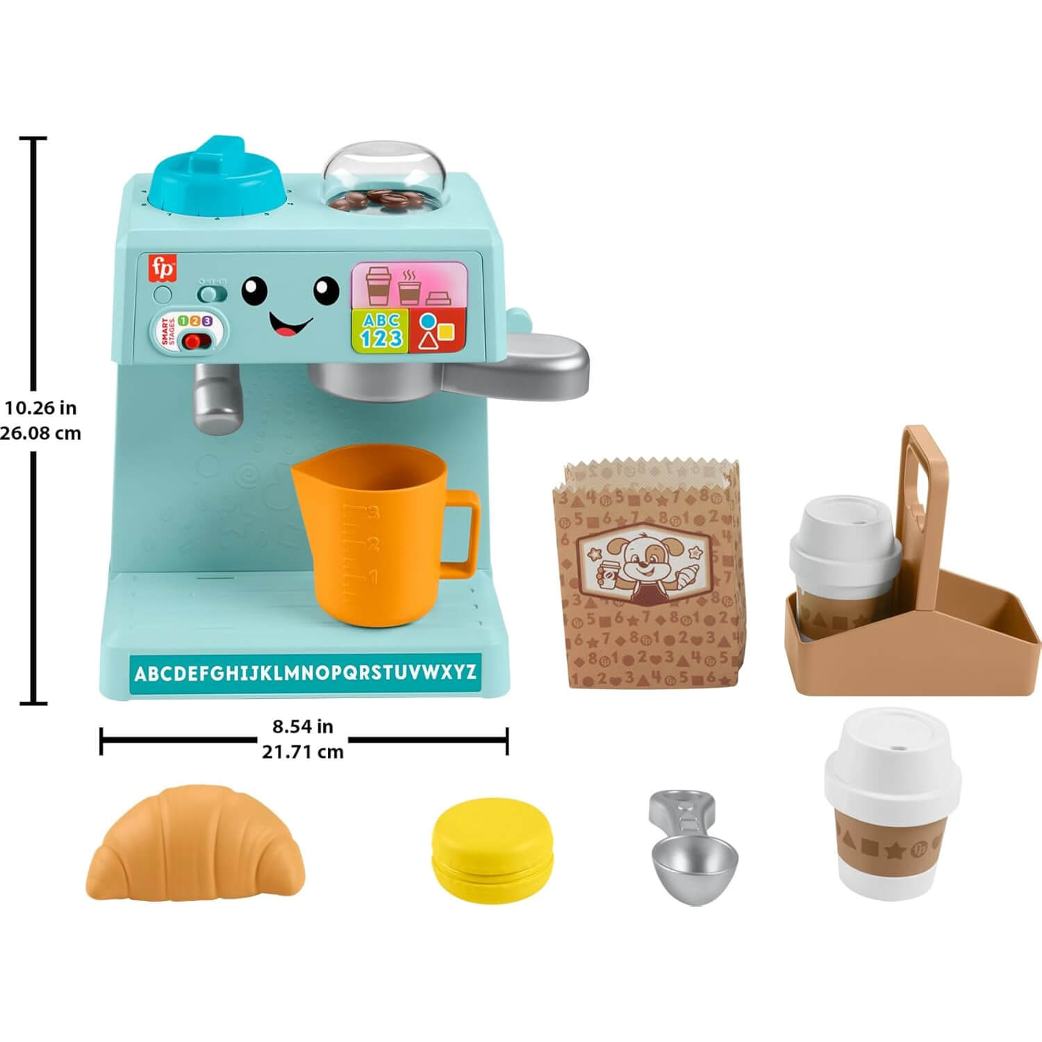 Fisher-Price Laugh & Learn Learn & Serve Coffee Cafe measurements