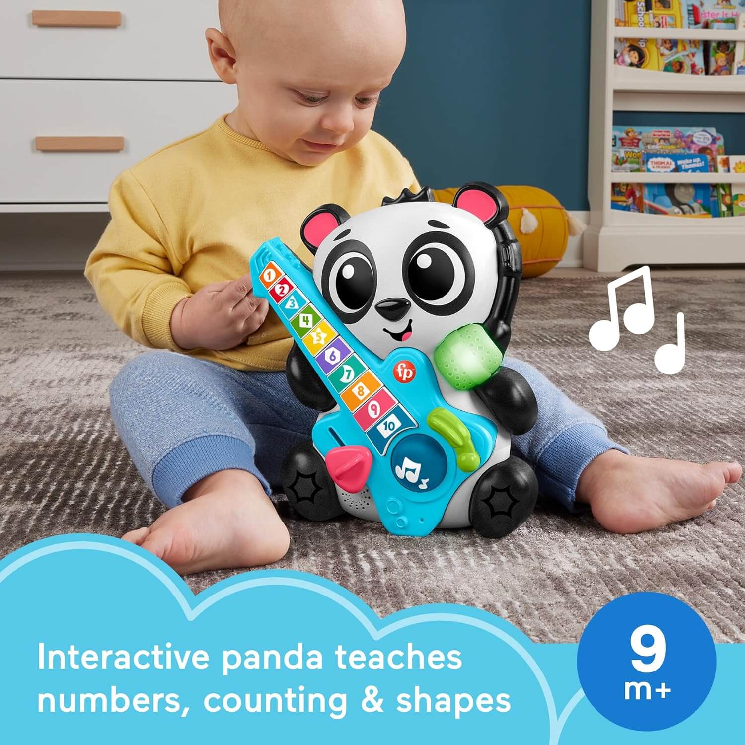 Fisher-Price Link Squad Jam & Count Panda Baby Learning Toy teaches numbers, counting and shapes