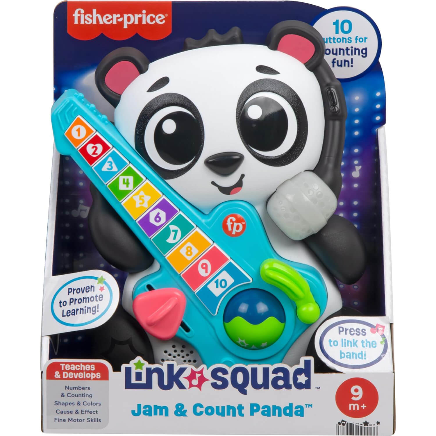 Fisher-Price Link Squad Jam & Count Panda Baby Learning Toy package