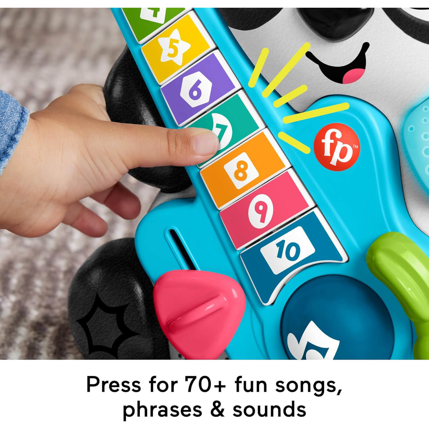 Fisher-Price Link Squad Jam & Count Panda Baby Learning Toy press for 70 plus songs, phrases and sounds