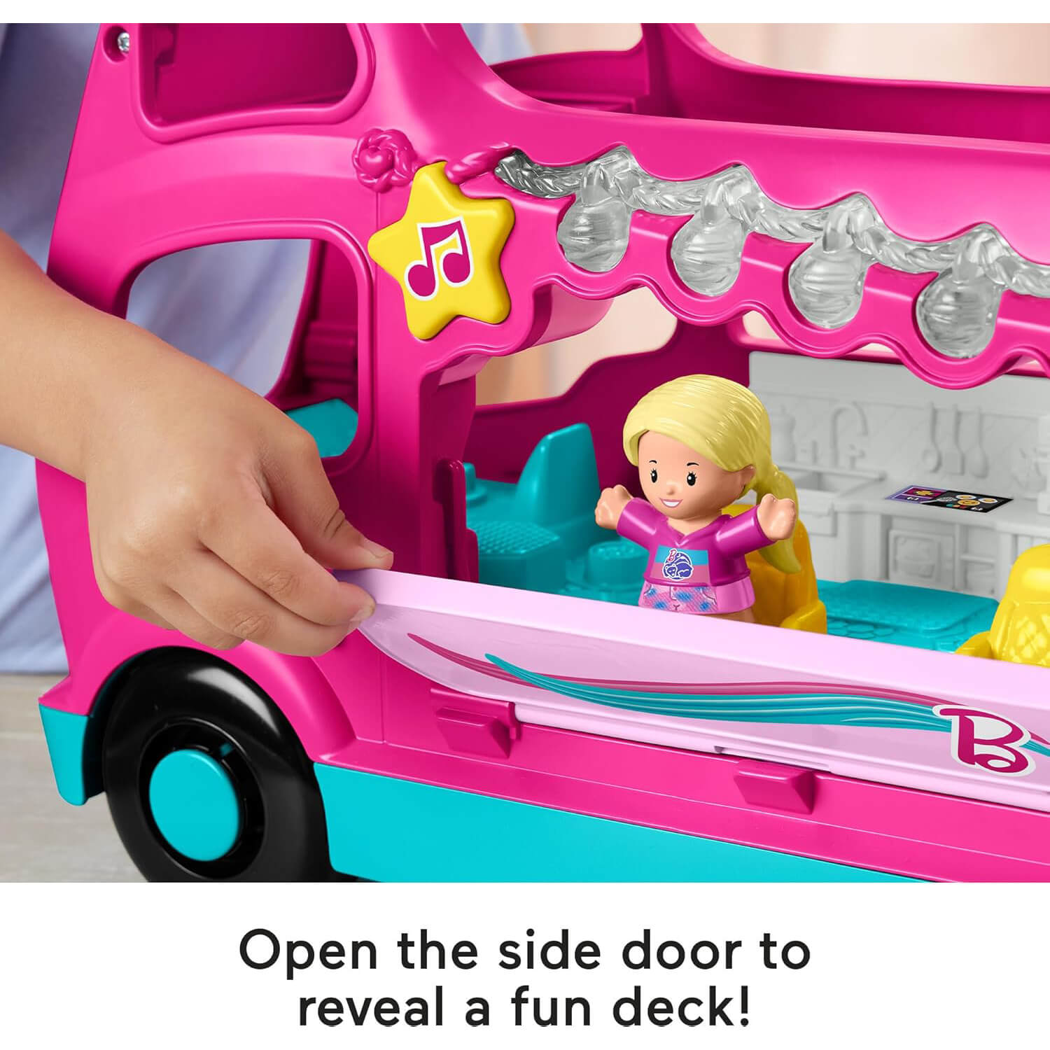 Fisher-Price Little People Barbie Little Dream Camper RV Playset open the door