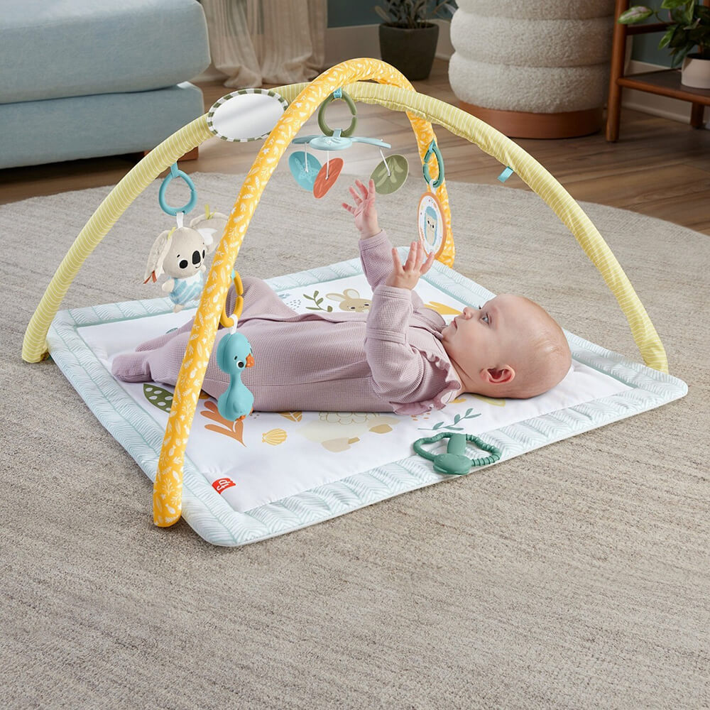 Fisher-Price Simply Senses Newborn Gym Baby Activity Mat with 6 Sensory Toys