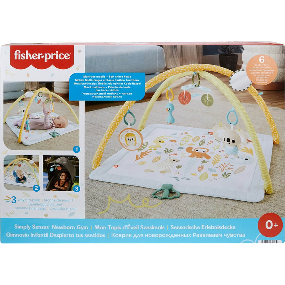 Fisher-Price Simply Senses Newborn Gym Baby Activity Mat with 6 Sensory Toys