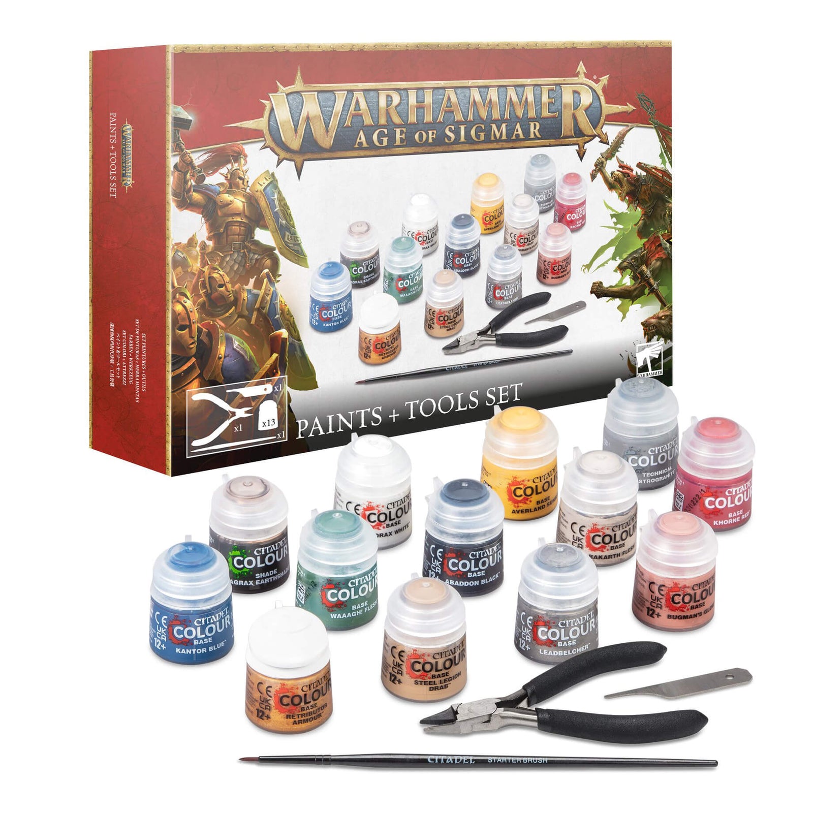 Warhammer Age of Sigmar Paint and Tools Set (Stormcast Eternals vs Skaven Clanrats)