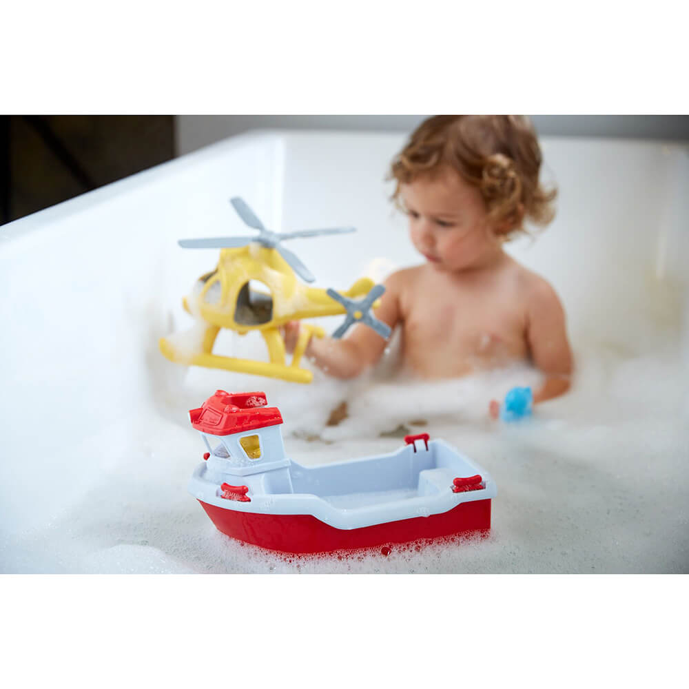 Green Toys Rescue Boat with Helicopter