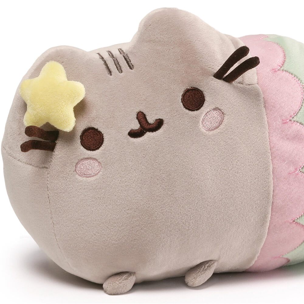 close up image Gund Pusheen Mermaid with Star 12 Inch Plush