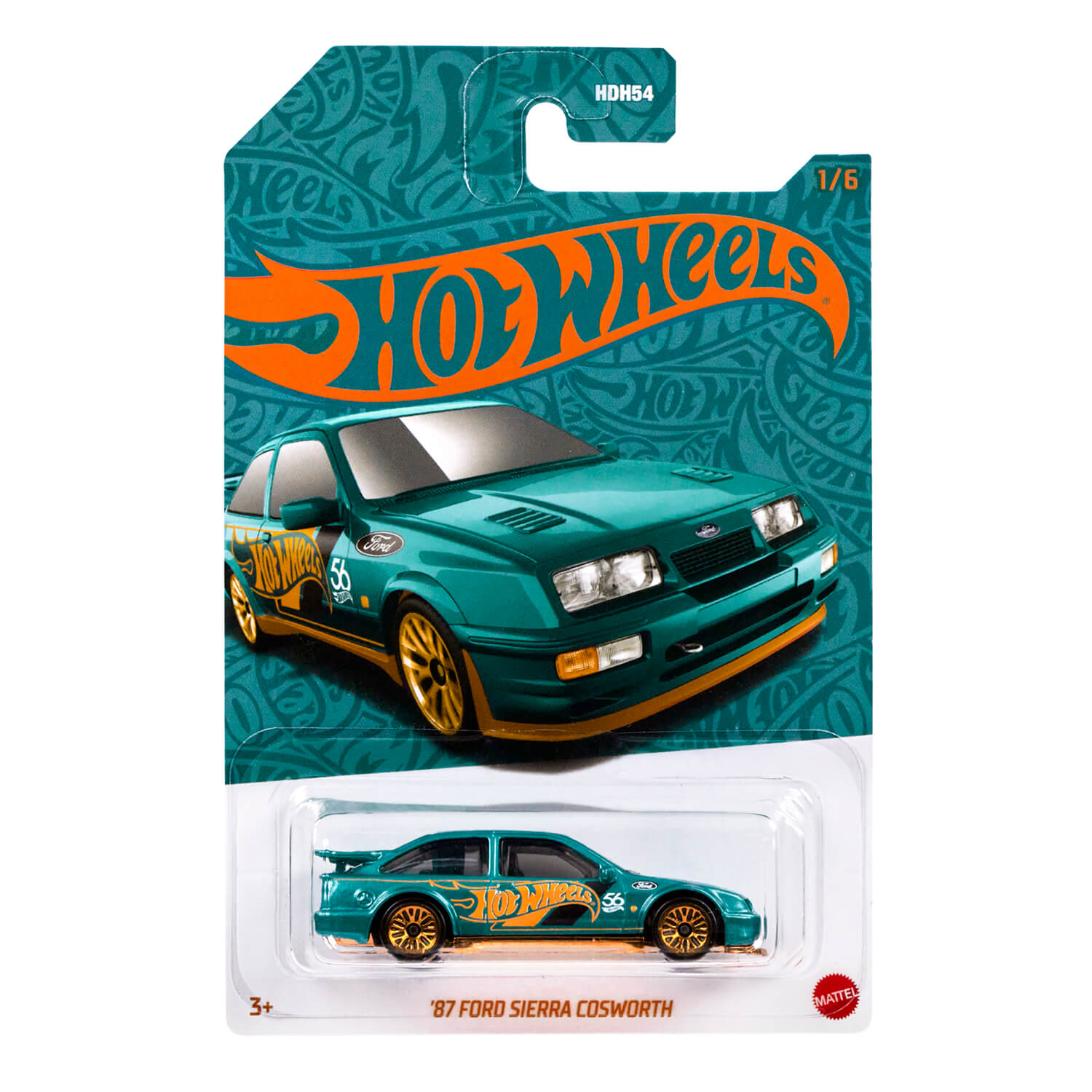 Hot Wheels 2024 56th Anniversary Edition Green and Copper Colour Custom '87 Ford Sierra Cosworth 1:64 Scale Diecast Vehicle (1/6)