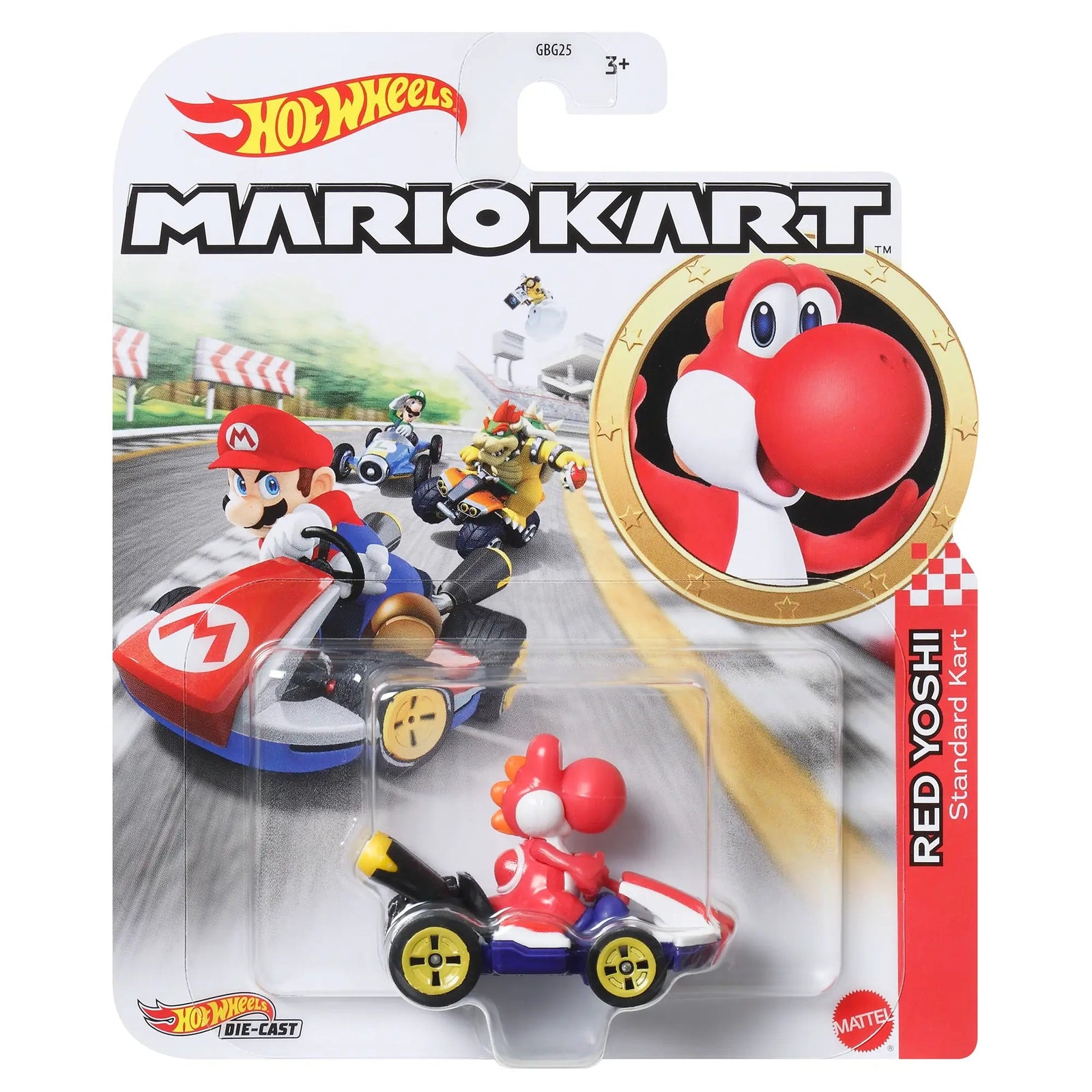 Hot Wheels Mario Kart Red Yoshi Standard Kart Vehicle Packaging