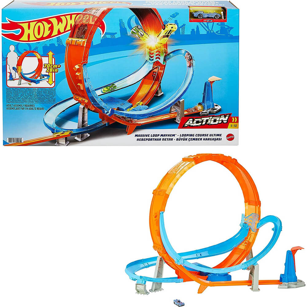 Hot Wheels Massive Loop Mayhem Track Set box and set