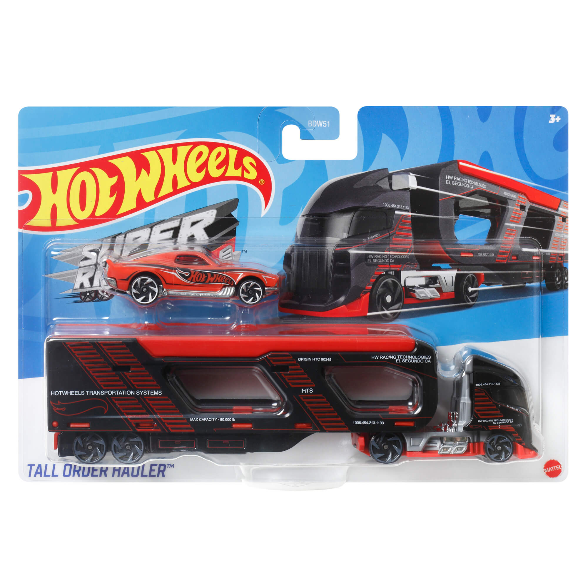 Hot Wheels Super Rigs Tall Order Hauler 1:64 Scale Diecast Vehicle Set package