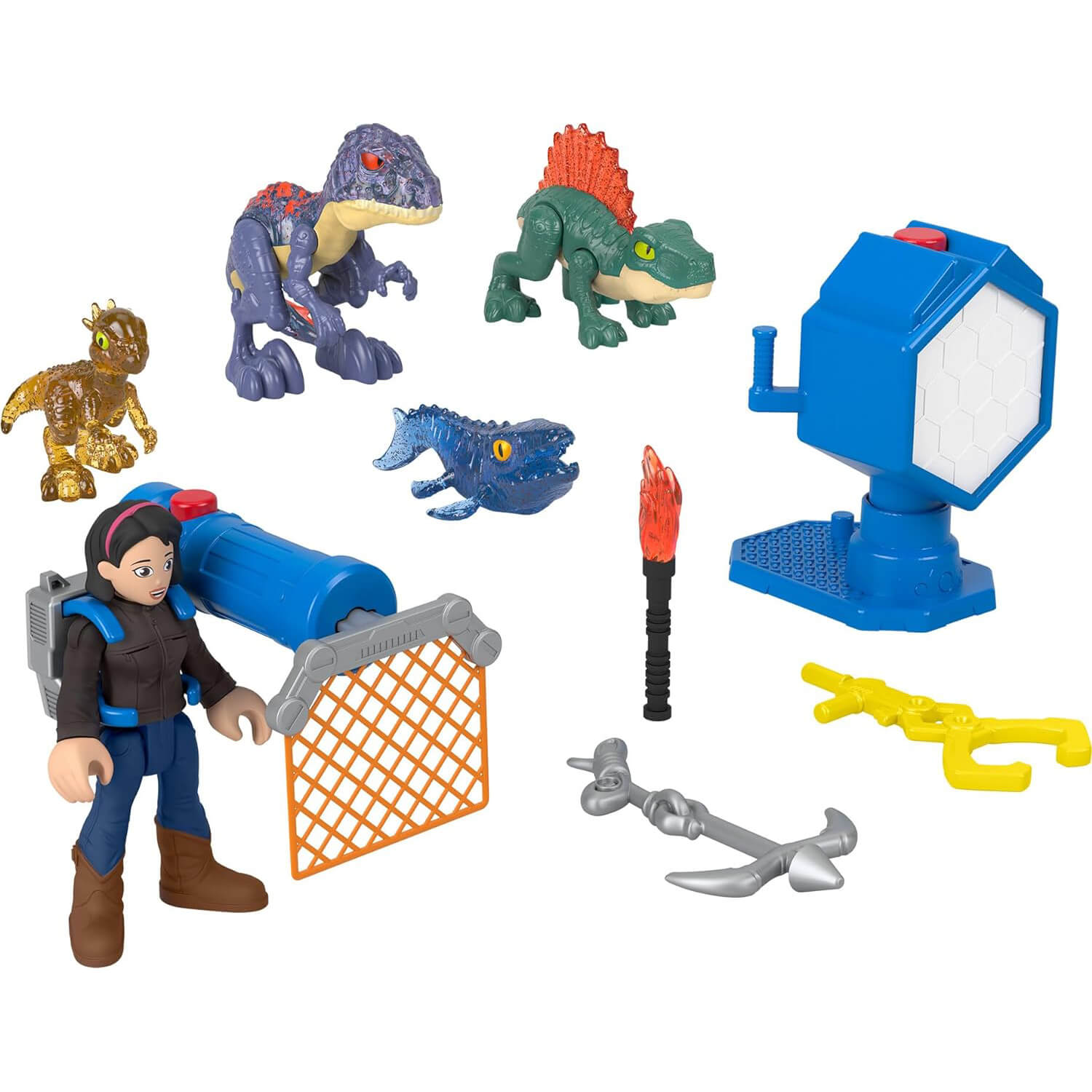 Imaginext Jurassic World Evo-Scanner Multi-Pack Light-Up Dinosaur Playset pieces