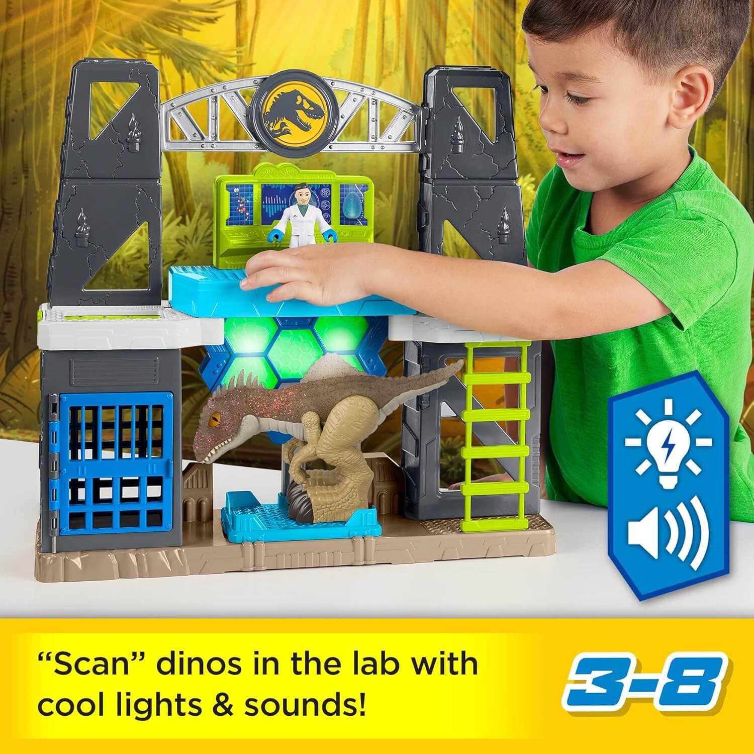 Imaginext Jurassic World Scan & Glow Dino Playset scan dino in lab