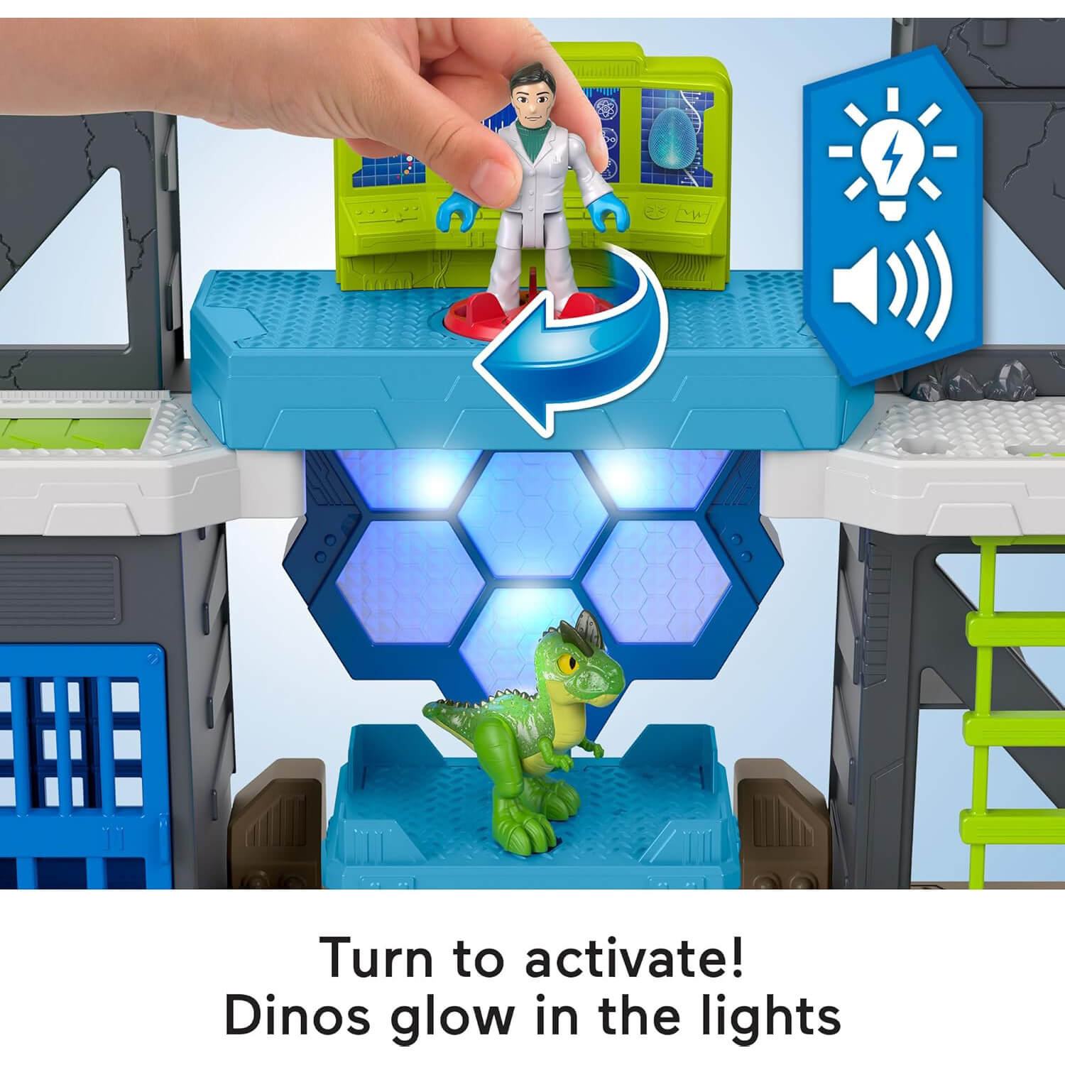 Imaginext Jurassic World Scan & Glow Dino Playset turn to activate