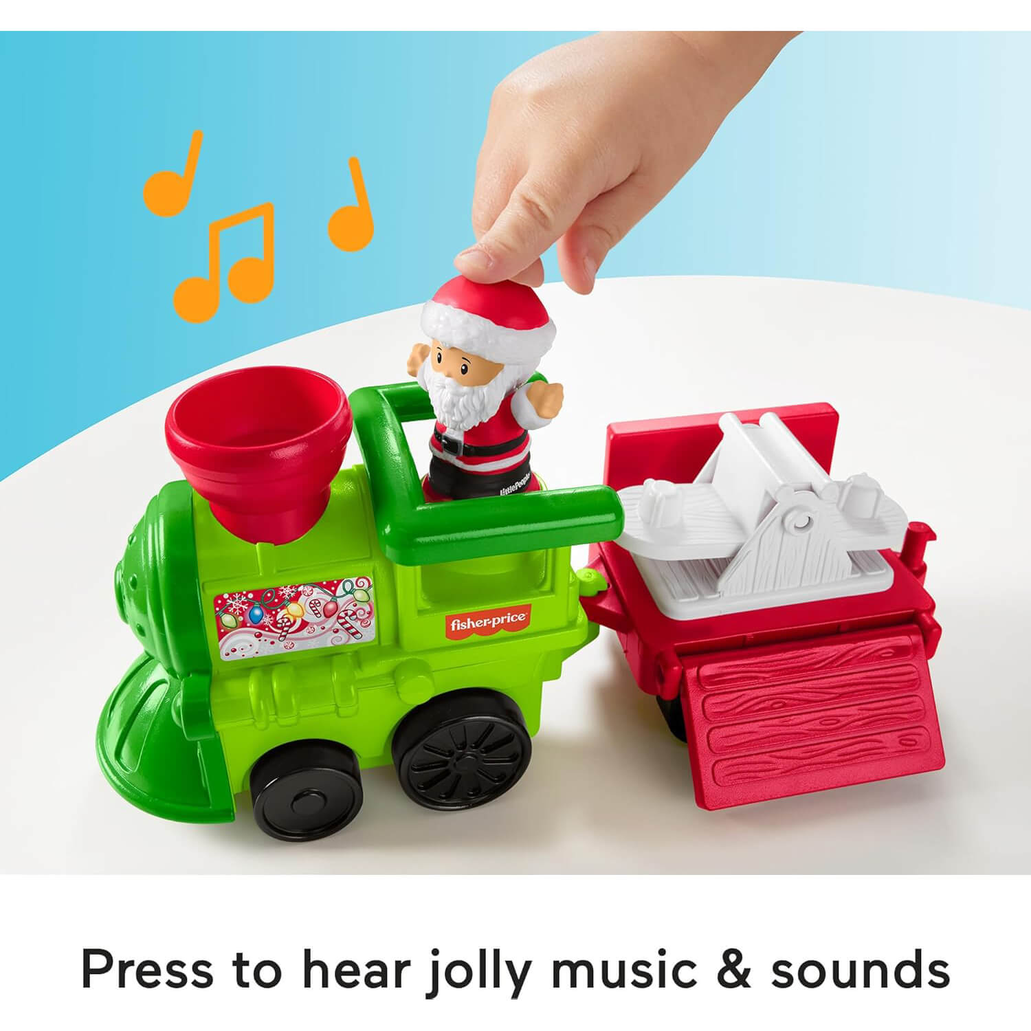 Little People Musical Christmas Train Toddler Toy with Santa Elf & Reindeer Figures press to hear music and sounds