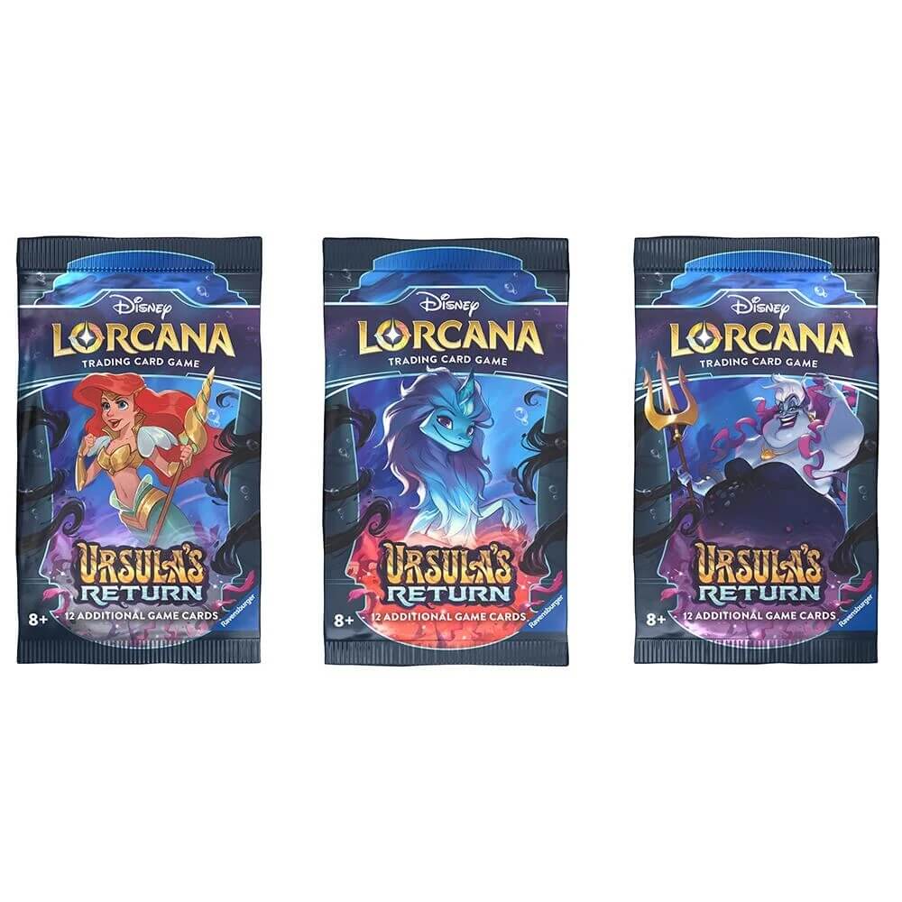 Image of packaging contents of Lorcana Ursula's Return Booster Pack