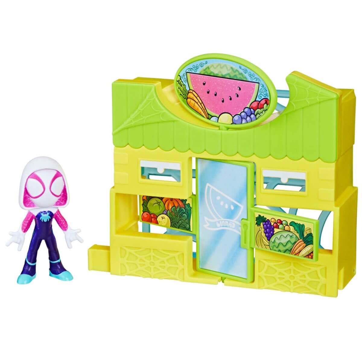 Marvel Spidey and Spidey and His Amazing Friends Ghost Spider Supermarket Playset front