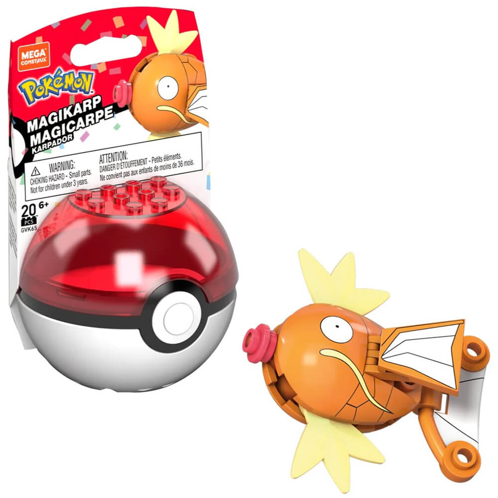 Mega Pokemon Magikarp Posable Action Figure Pokeball 20 Piece Building Set