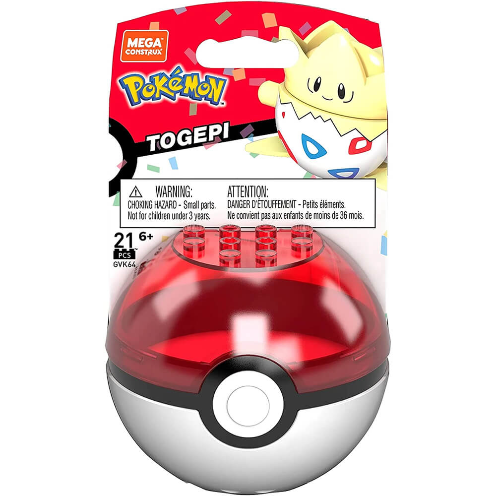 Mega Pokemon Togepi Posable Action Figure Pokeball 21 Piece Building Set packaging