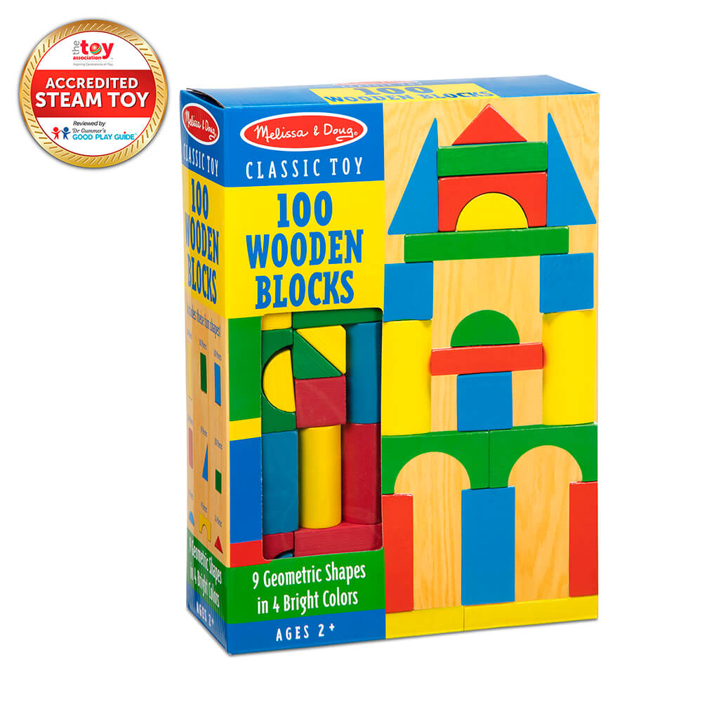 Melissa and Doug 100 Piece Wood Blocks Set Packaging