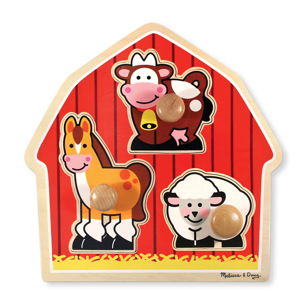 Melissa and Doug Barnyard Animals 3 Piece Jumbo Knob Puzzle