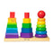 Image of how the Melissa and Doug Geometric Stacker Toddler Toy looks with all pieces stacked