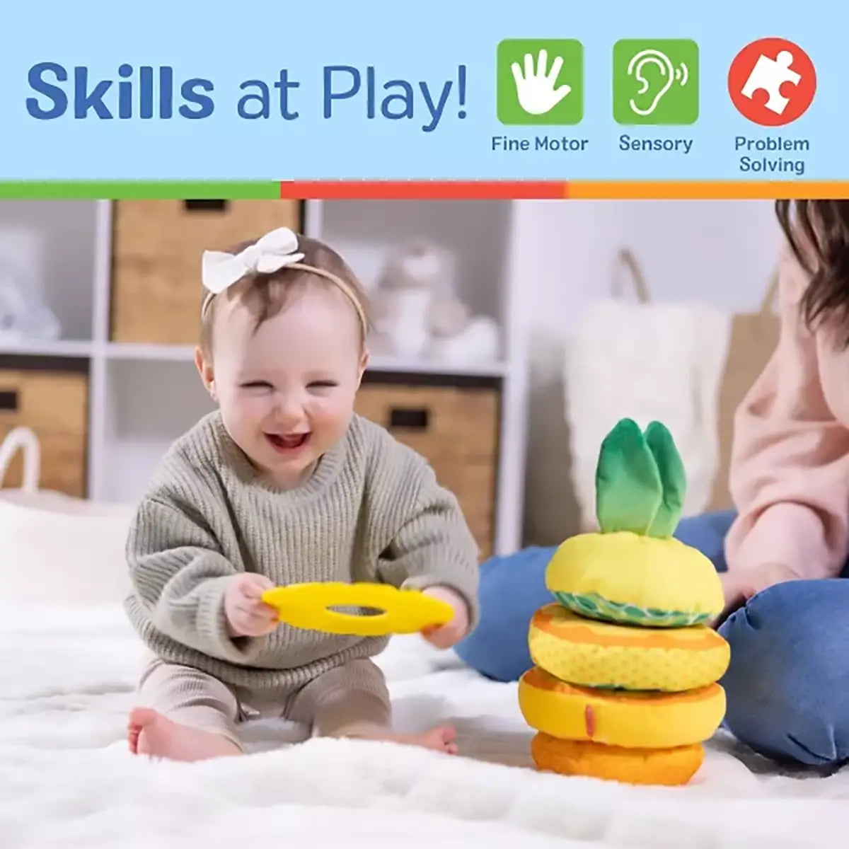 Melissa and Doug Pineapple Soft Stacker skills learning while playing 