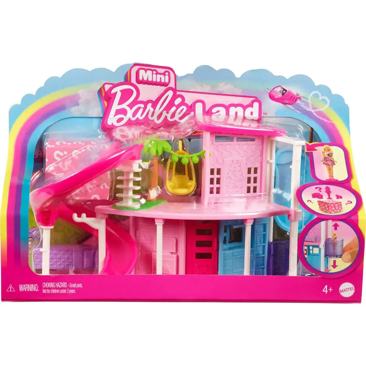 Mini Barbie Land House Pink Spiral Slide package