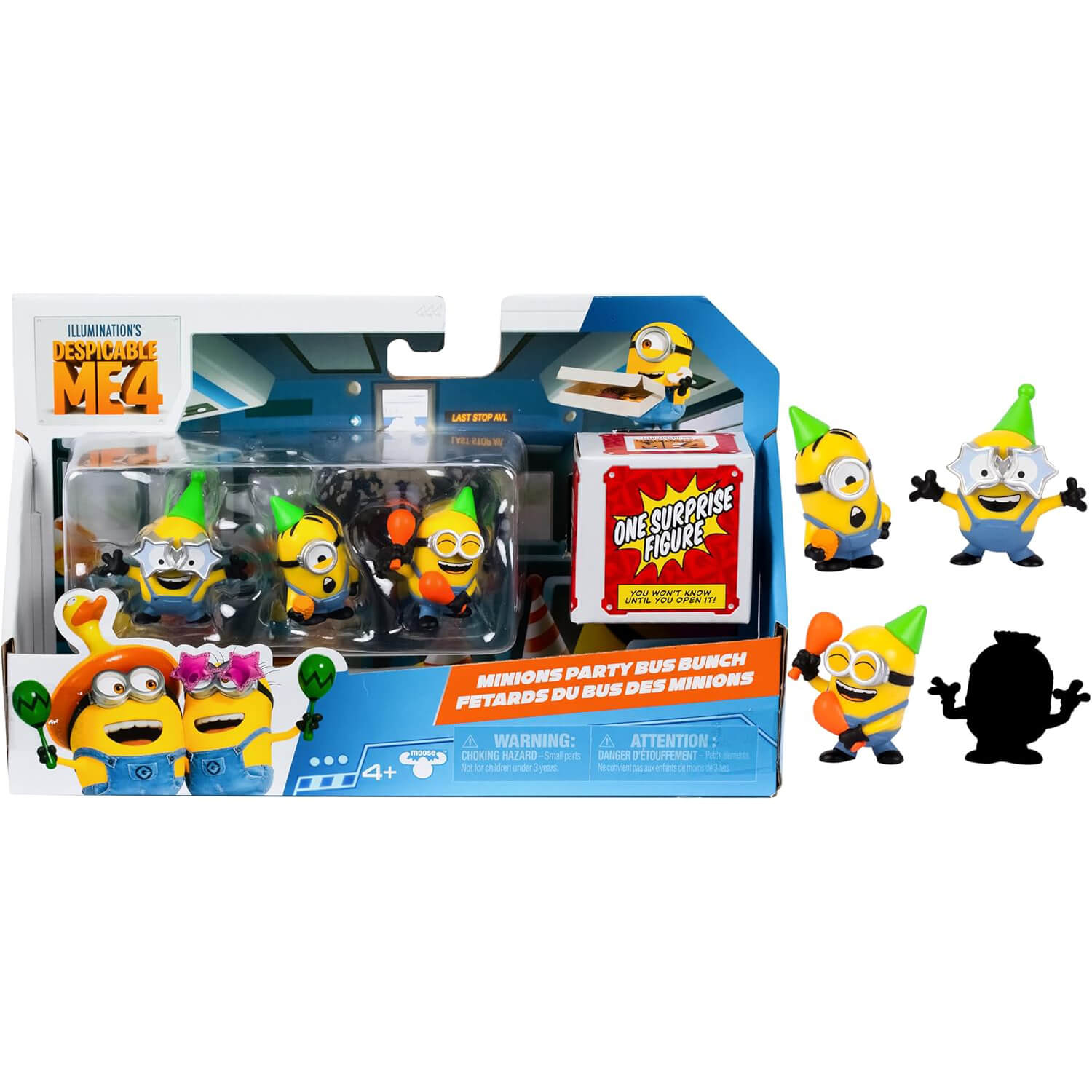 Minions Despicable Me 4 Party Bus Bunch Figure 4-Pack