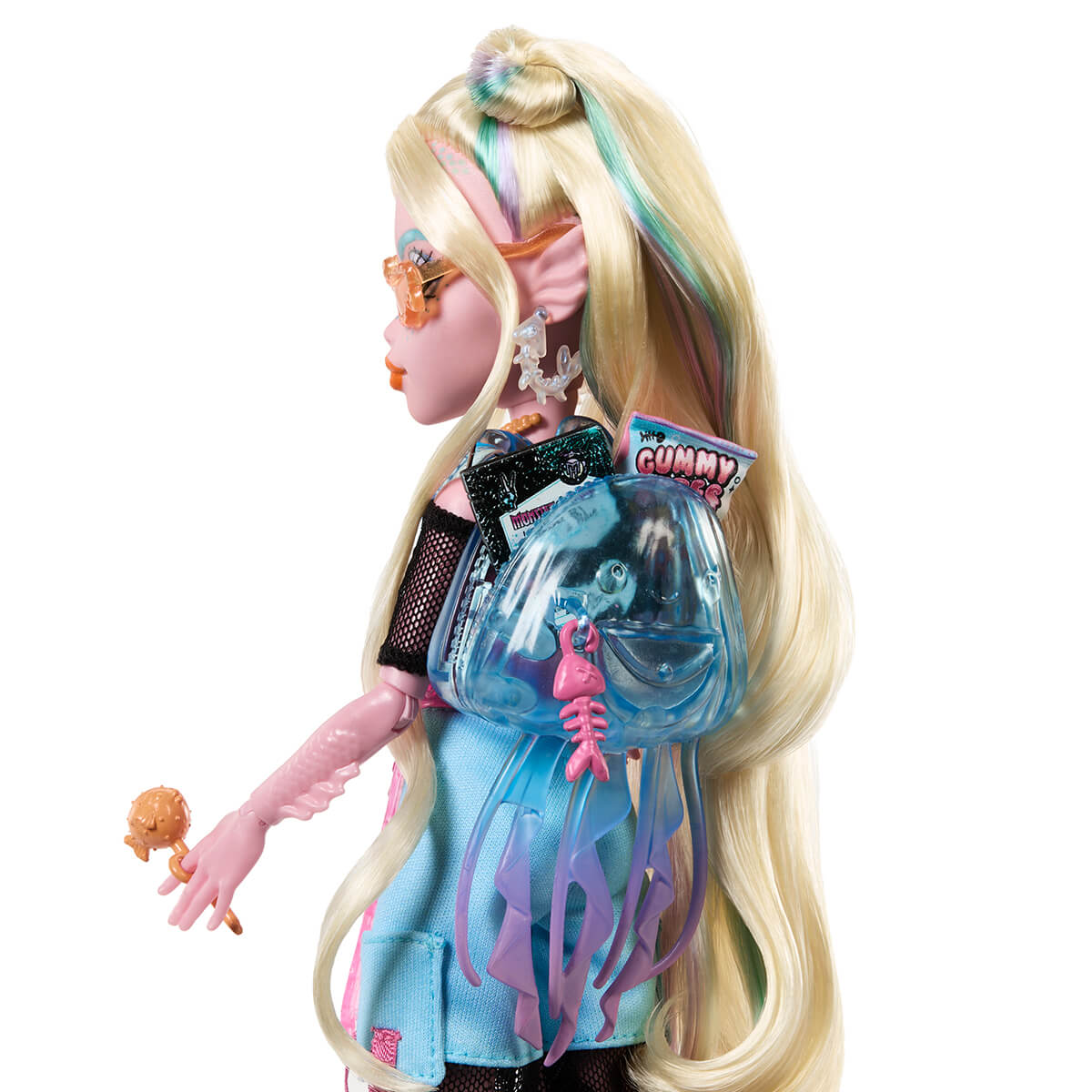 Rear closeup of the Monster High Lagoona Blue Doll