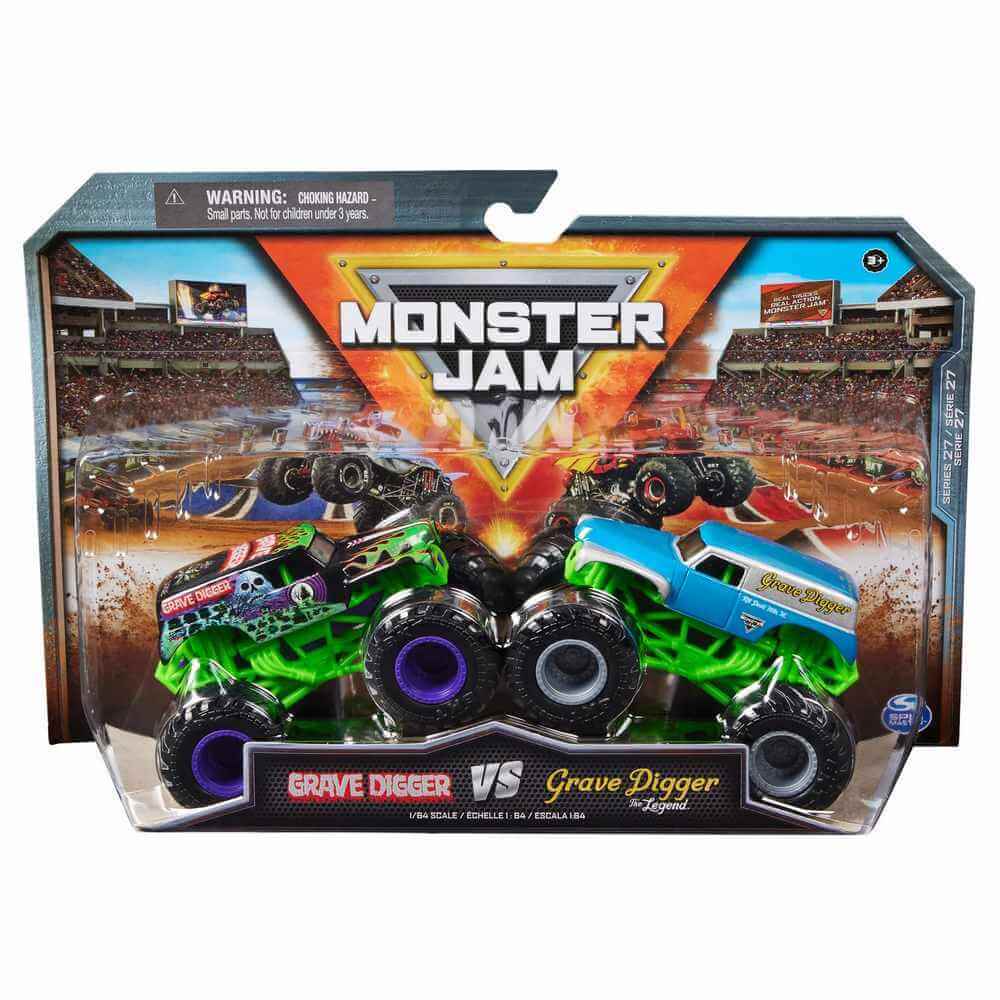 Monster Jam 1:64 Scale Monster Truck 2-Pack (Grave Digger vs Grave Digger the Legend)