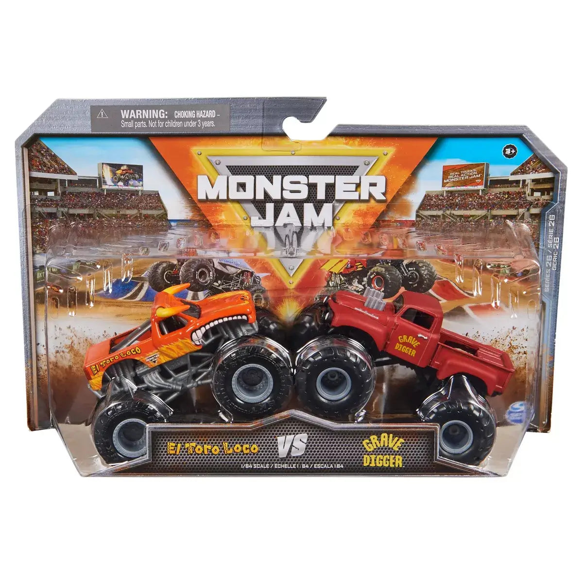 Monster Jam El Toro Loco vs Grave Digger 1:64 Scale Die-Cast Monster Trucks 2-Pack