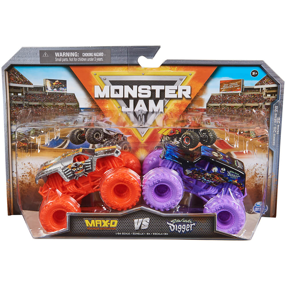 Monster Jam Max-D vs Son-Uva Digger 1:64 Scale Die-Cast Monster Trucks 2-Pack