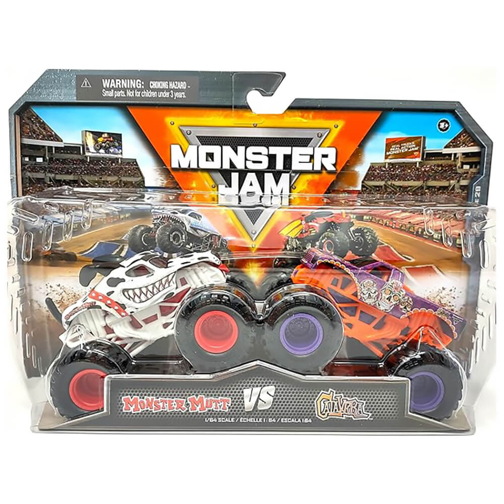 Monster Jam Monster Mutt vs Calavera Die-Cast 1:64 Scale Monster Truck 2-Pack packaging