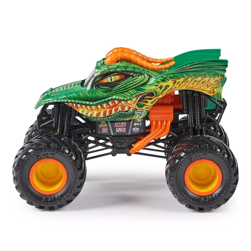 Side view of the Monster Jam Series 20 Dragon 1:24 Scale Diecast Monster Truck